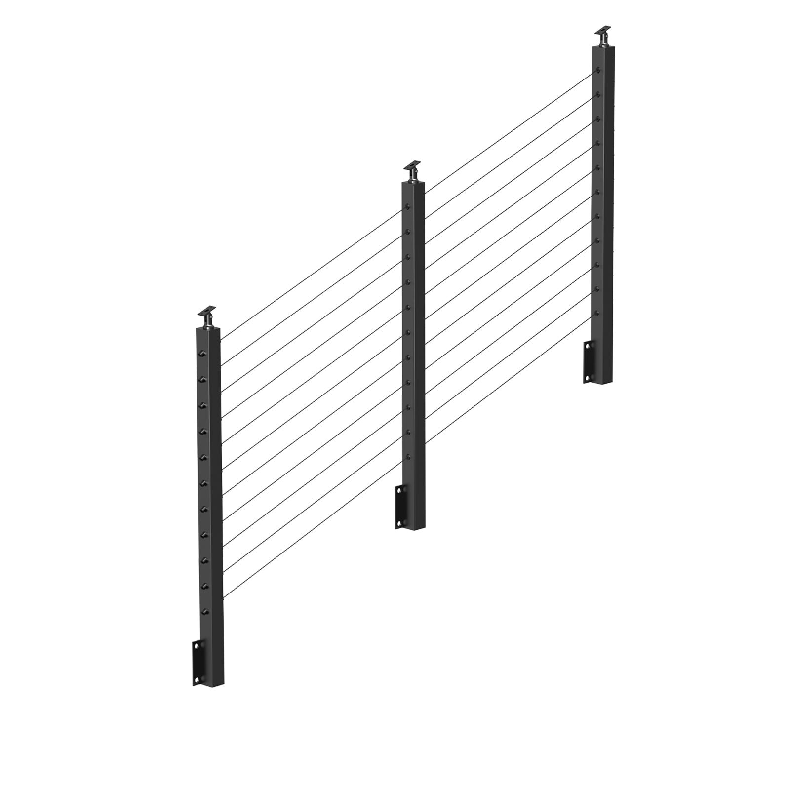 BLIKA 36''  Black Side Mount Stair Cable Railing System DIY Kit (4FT - 20FT,  No Handrail)