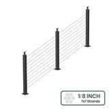 BLIKA 36'' & 42'' Black Surface Mount Stair Cable Railing System DIY Kit (4FT - 20FT, Angled Drilled, No Handrail) - 1/8" Cable & Hardware