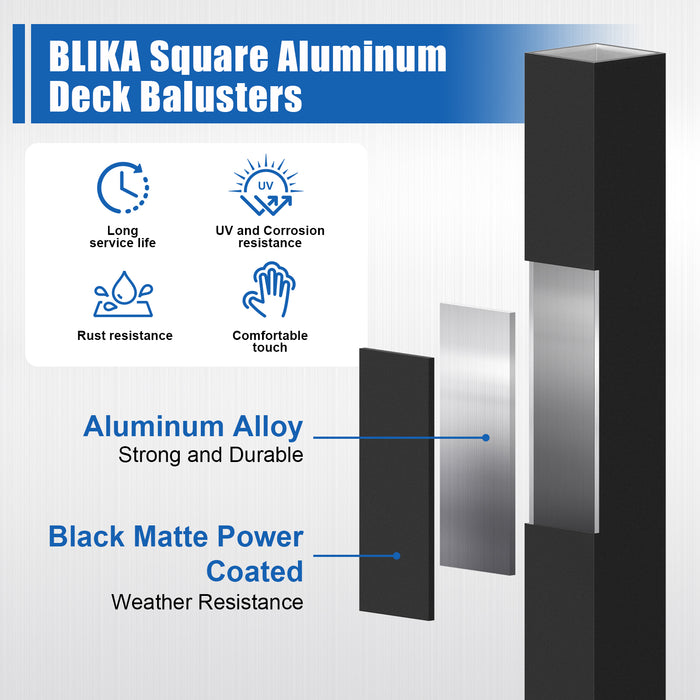 BLIKA 26" Square Aluminum Balusters