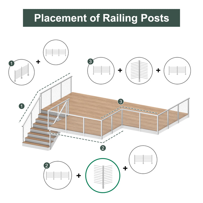 BLIKA 36" Level Drilled Brushed Stainless Side Mount Outer Corner Post