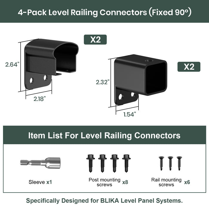 BLIKA Aluminum Level Railing Panel Connector Kit