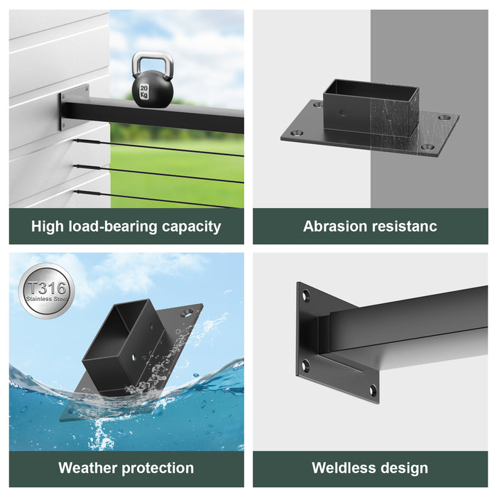 BLIKA Black Stainless Handrail End Brackets