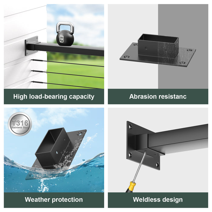 BLIKA Black Stainless Handrail End Brackets