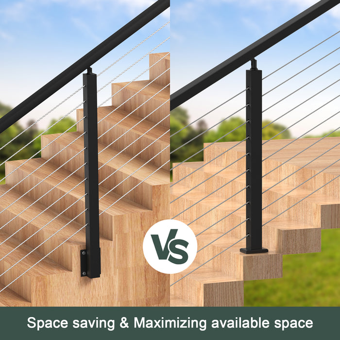 BLIKA 42" Angle Drilled Side Mount Post for Cable Railing