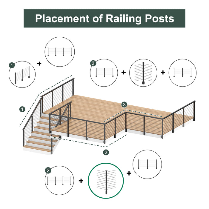 BLIKA 36" Level Drilled Side Mount Outer Corner Post