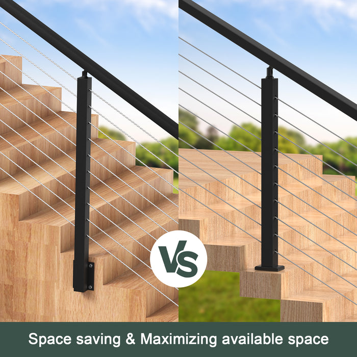 BLIKA 42" Angle Drilled Side Mount Post for Cable Railing