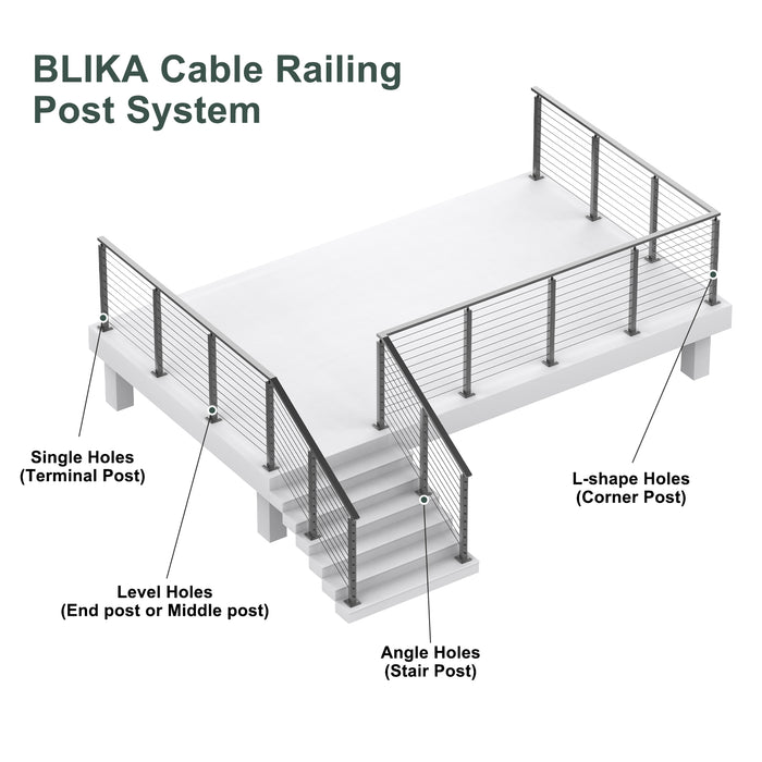 BLIKA 42" Cable Railing Corner Post