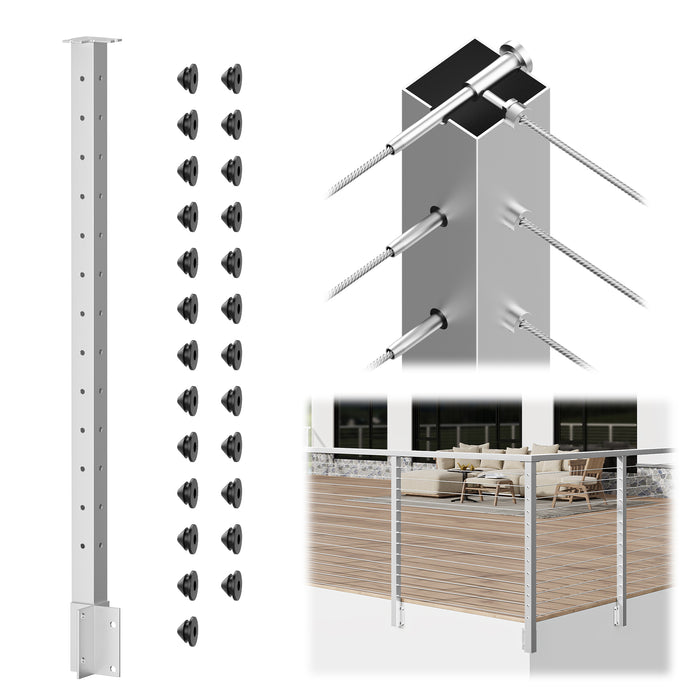 BLIKA 42" Level Drilled Brushed Stainless Side Mount Outer Corner Post