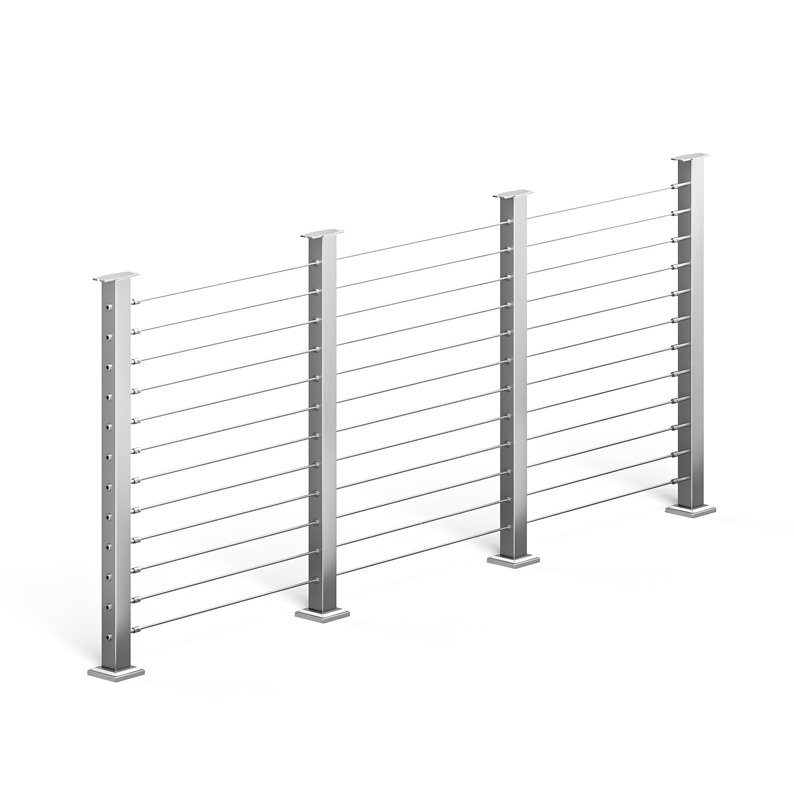 BLIKA 36'' & 42'' Brushed Stainless Steel Surface Mount Cable Railing System DIY Kit (4FT - 20FT, Level Drilled, No Handrail)