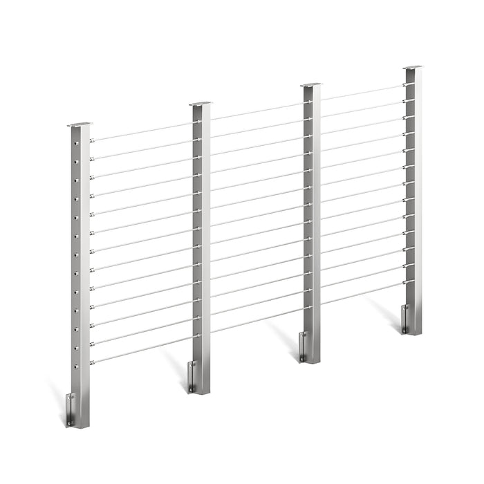 BLIKA 36'' & 42'' Brushed Stainless Steel Side Mount Cable Railing System DIY Kit (4FT - 20FT,  No Handrail)