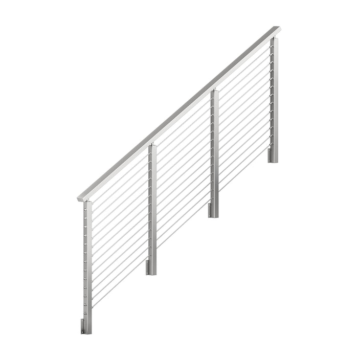 BLIKA 36'' & 42''  Brushed Stainless Steel Side Mount  Stair Cable Railing System DIY Kit (4FT - 20FT, Angled Drilled)