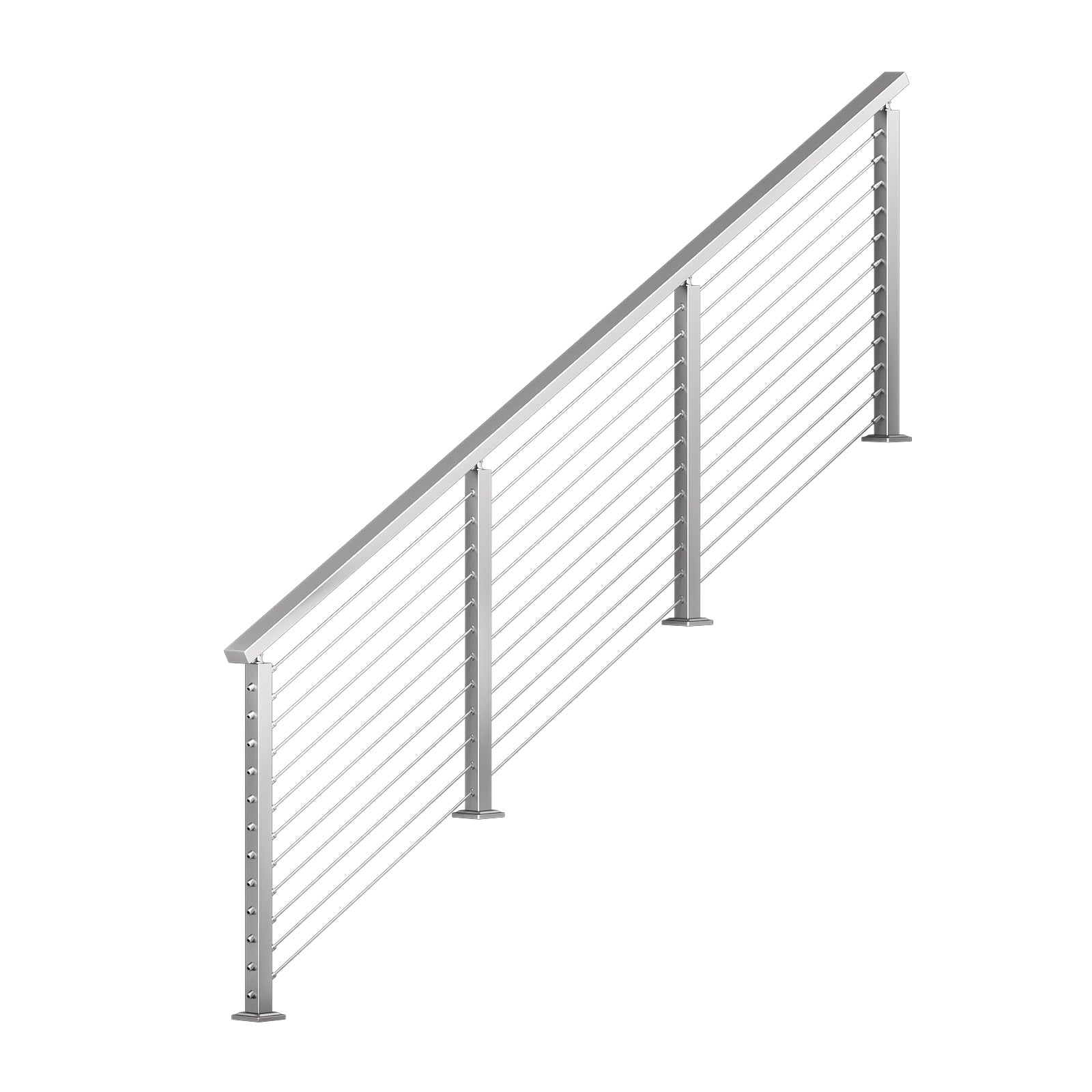 BLIKA 36'' & 42'' Brushed Stainless Steel Surface Mount Stair Cable Railing System DIY Kit (4FT - 20FT, Angled Drilled)