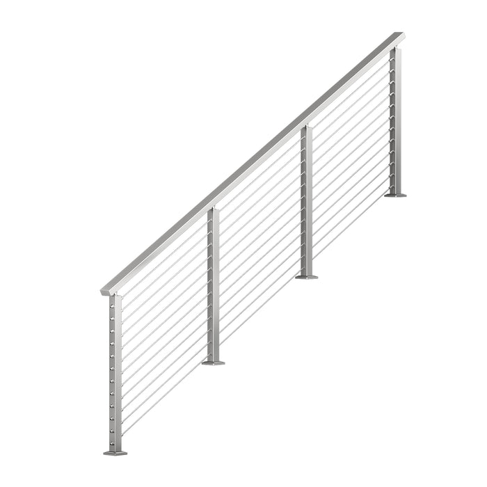 BLIKA 36'' & 42'' Brushed Stainless Steel Surface Mount Stair Cable Railing System DIY Kit (4FT - 20FT, Angled Drilled)