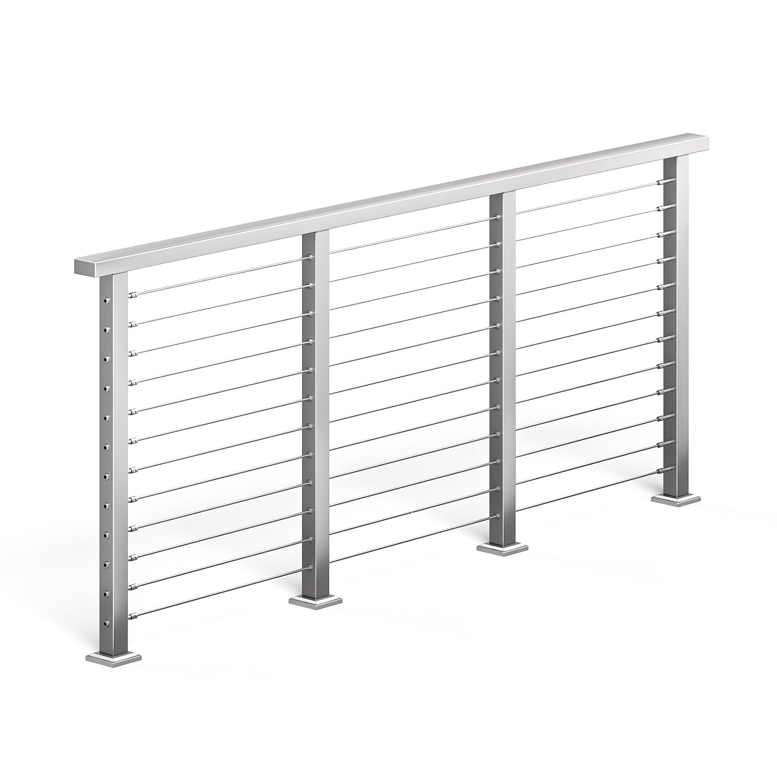 BLIKA 36'' & 42'' Brushed Stainless Steel Surface Mount Cable Railing System DIY Kit (4FT - 28FT, Level Drilled, )