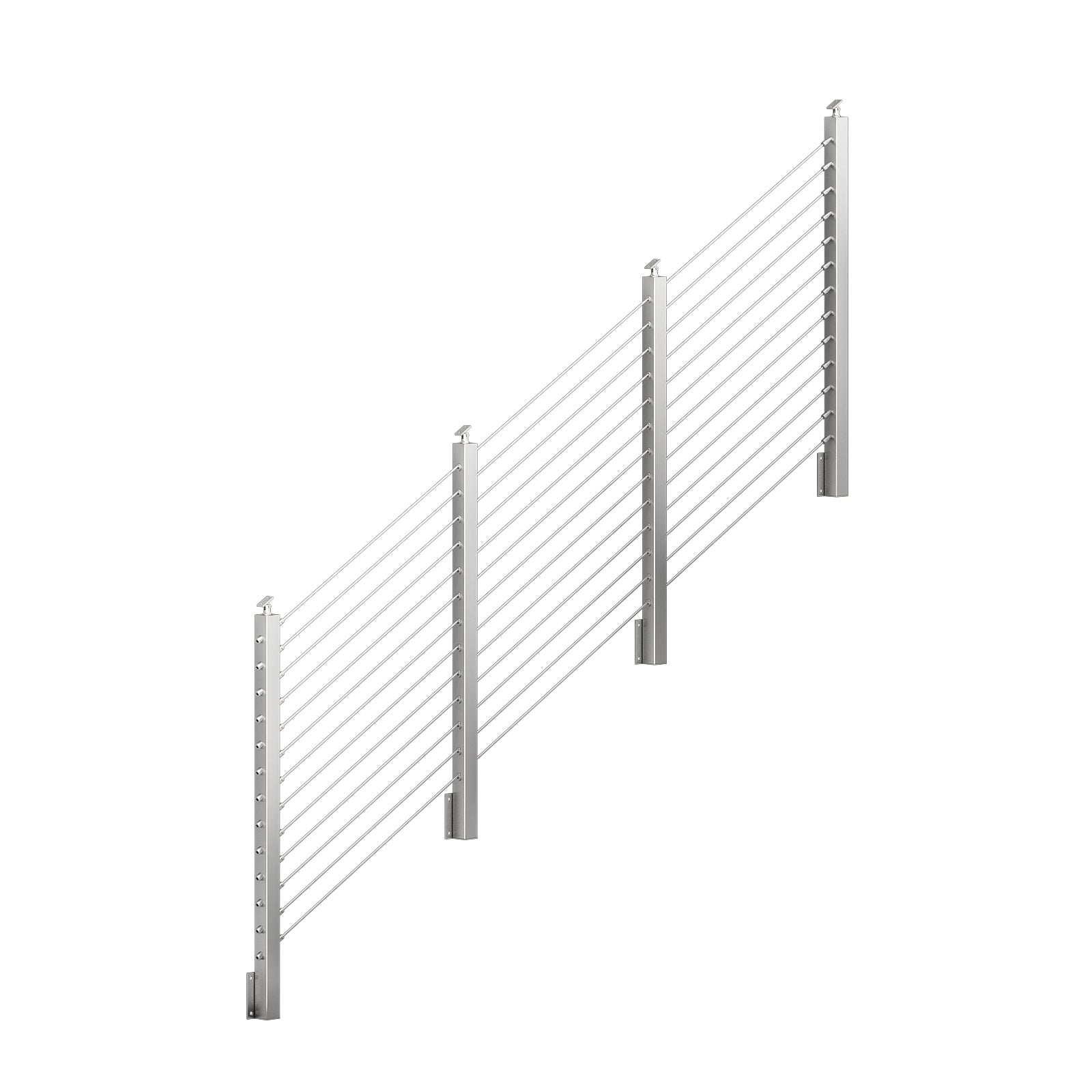 BLIKA 36'' & 42'' Brushed Stainless Steel Side Mount Stair Cable Railing System DIY Kit (4FT - 20FT,  No Handrail)
