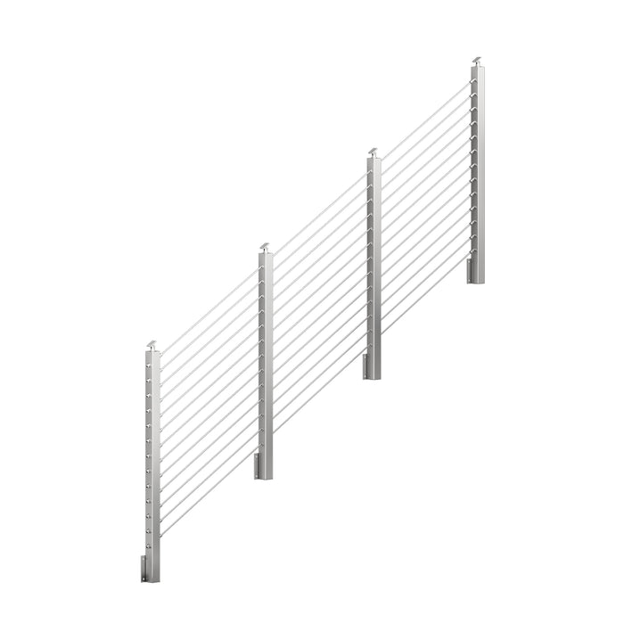 BLIKA 36'' & 42'' Brushed Stainless Steel Side Mount Stair Cable Railing System DIY Kit (4FT - 20FT,  No Handrail)