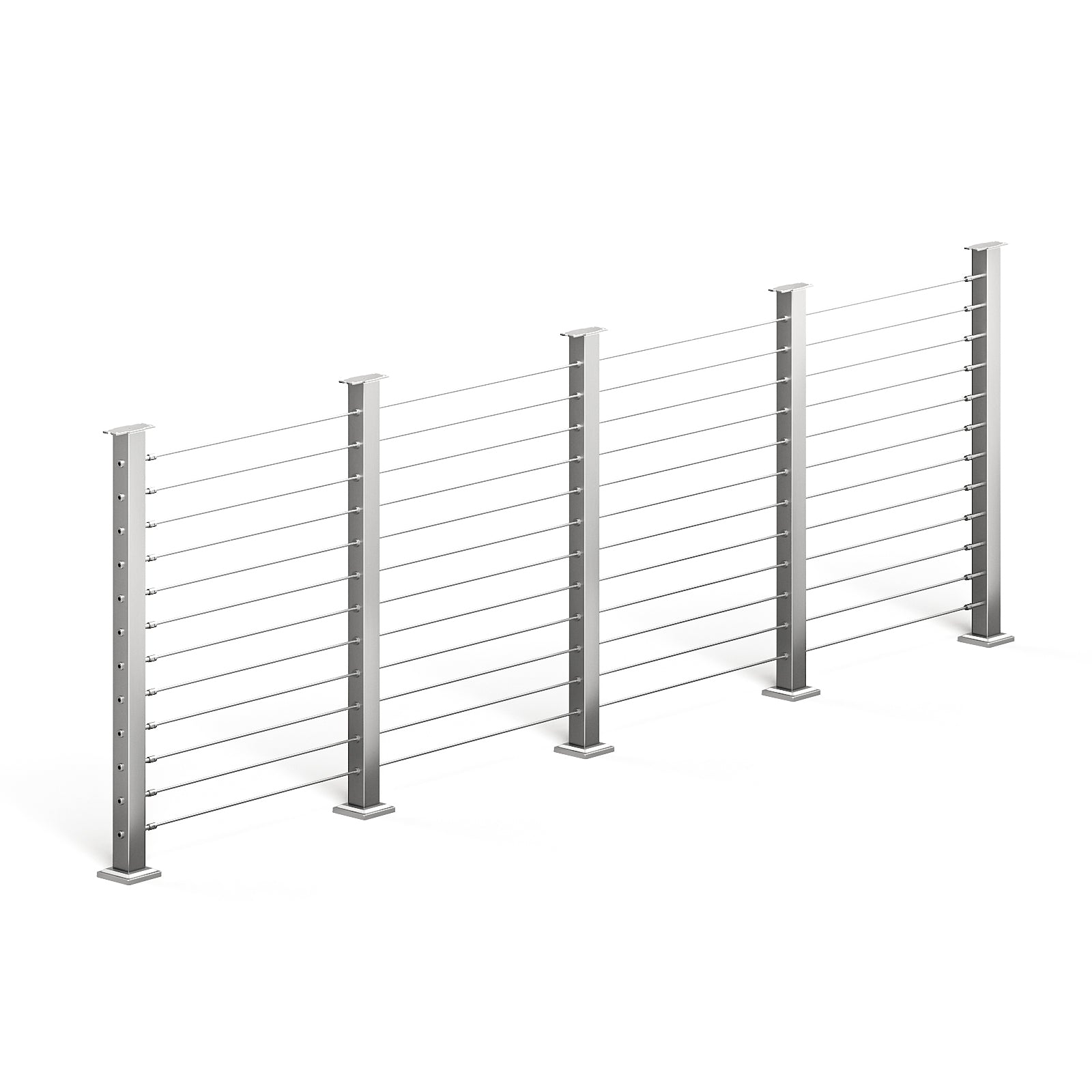 BLIKA 36'' & 42'' Brushed Stainless Steel Surface Mount Cable Railing System DIY Kit (4FT - 20FT, Level Drilled, No Handrail)