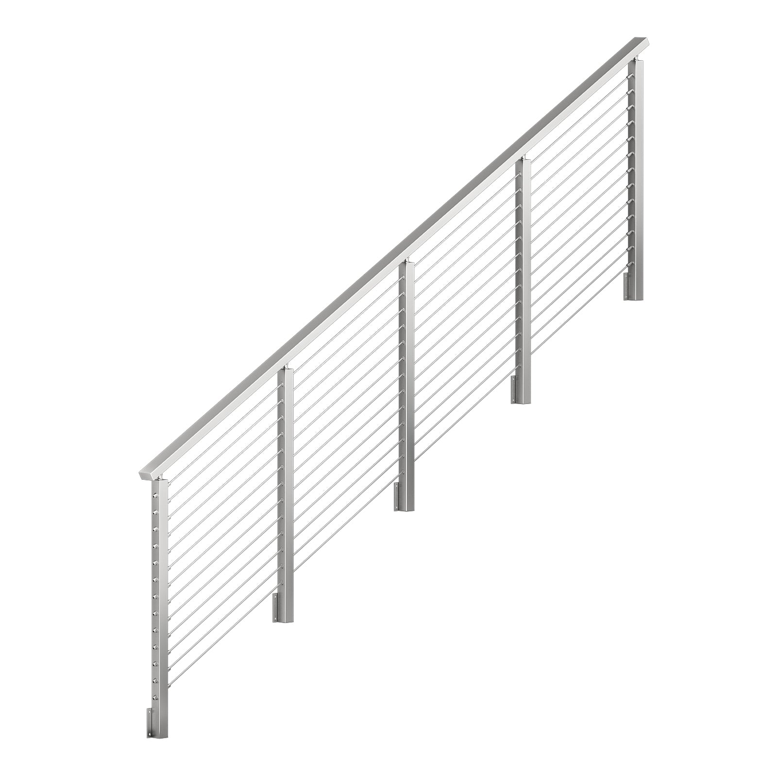 BLIKA 36'' & 42''  Brushed Stainless Steel Side Mount  Stair Cable Railing System DIY Kit (4FT - 20FT, Angled Drilled)