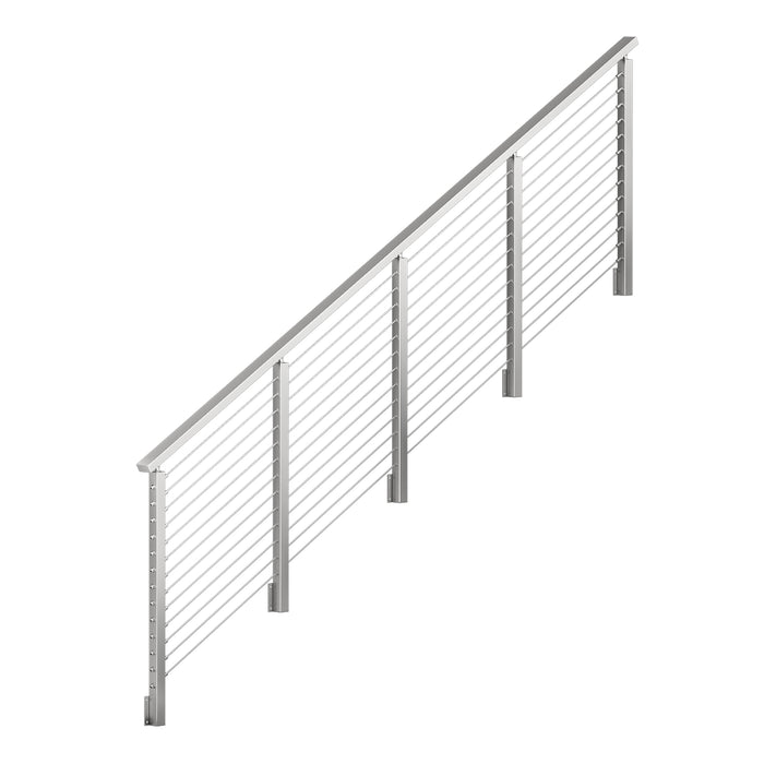 BLIKA 36'' & 42''  Brushed Stainless Steel Side Mount  Stair Cable Railing System DIY Kit (4FT - 20FT, Angled Drilled)