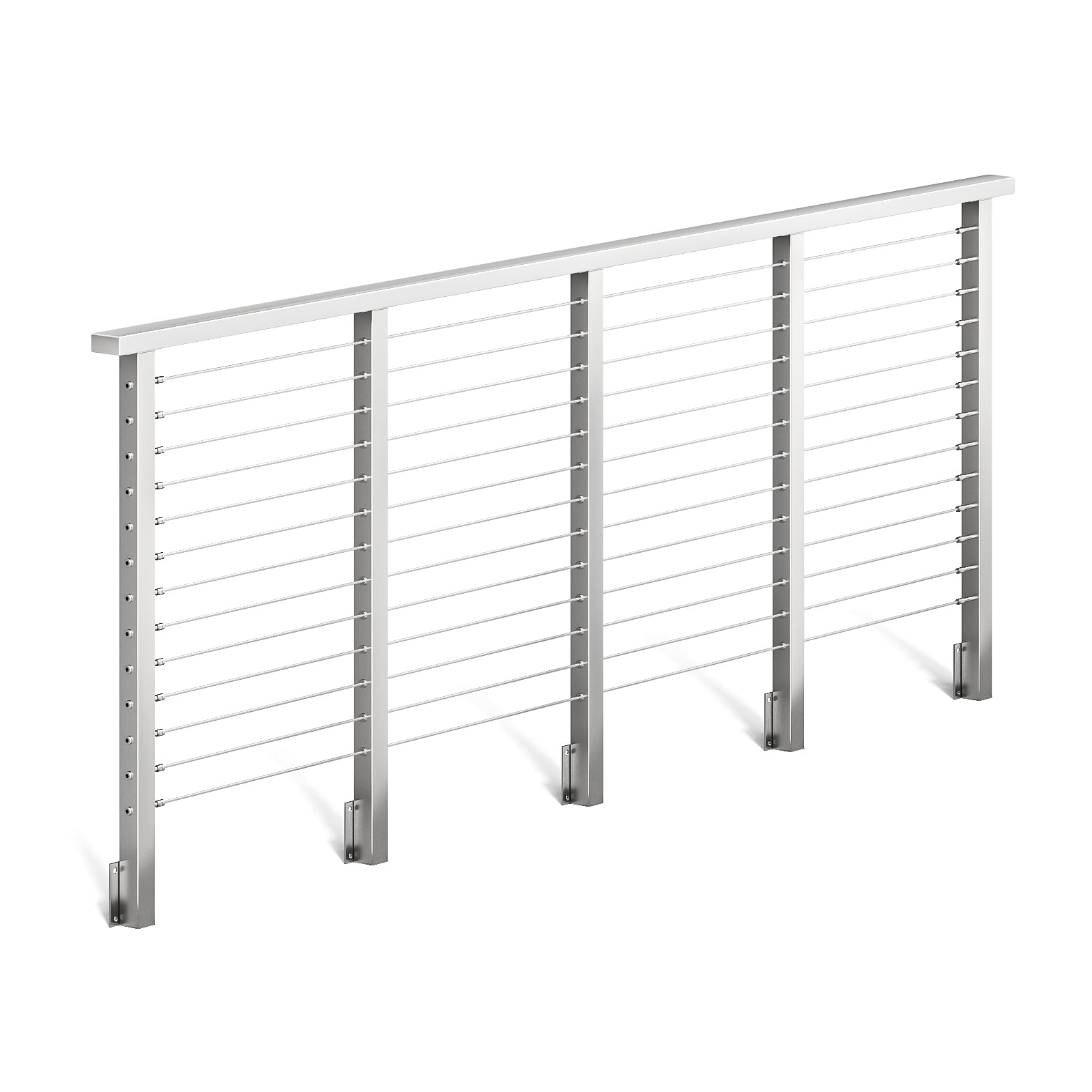 BLIKA 36'' & 42'' Brushed Stainless Steel Side Mount Cable Railing System DIY Kit (4FT - 28FT, Level Drilled)