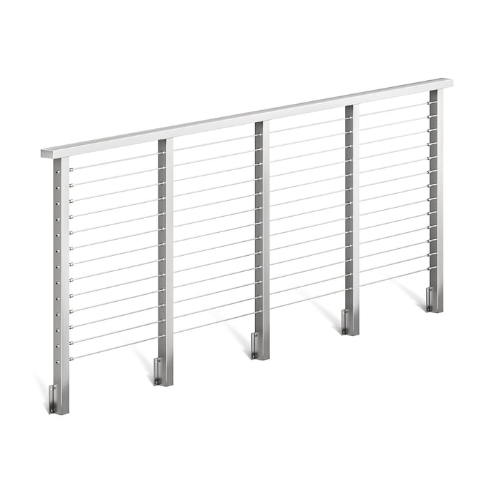 BLIKA 36'' & 42'' Brushed Stainless Steel Side Mount Cable Railing System DIY Kit (4FT - 28FT, Level Drilled)