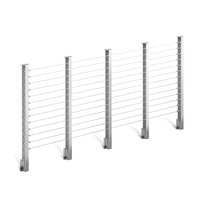 BLIKA 36'' & 42'' Brushed Stainless Steel Side Mount Cable Railing System DIY Kit (4FT - 20FT,  No Handrail)
