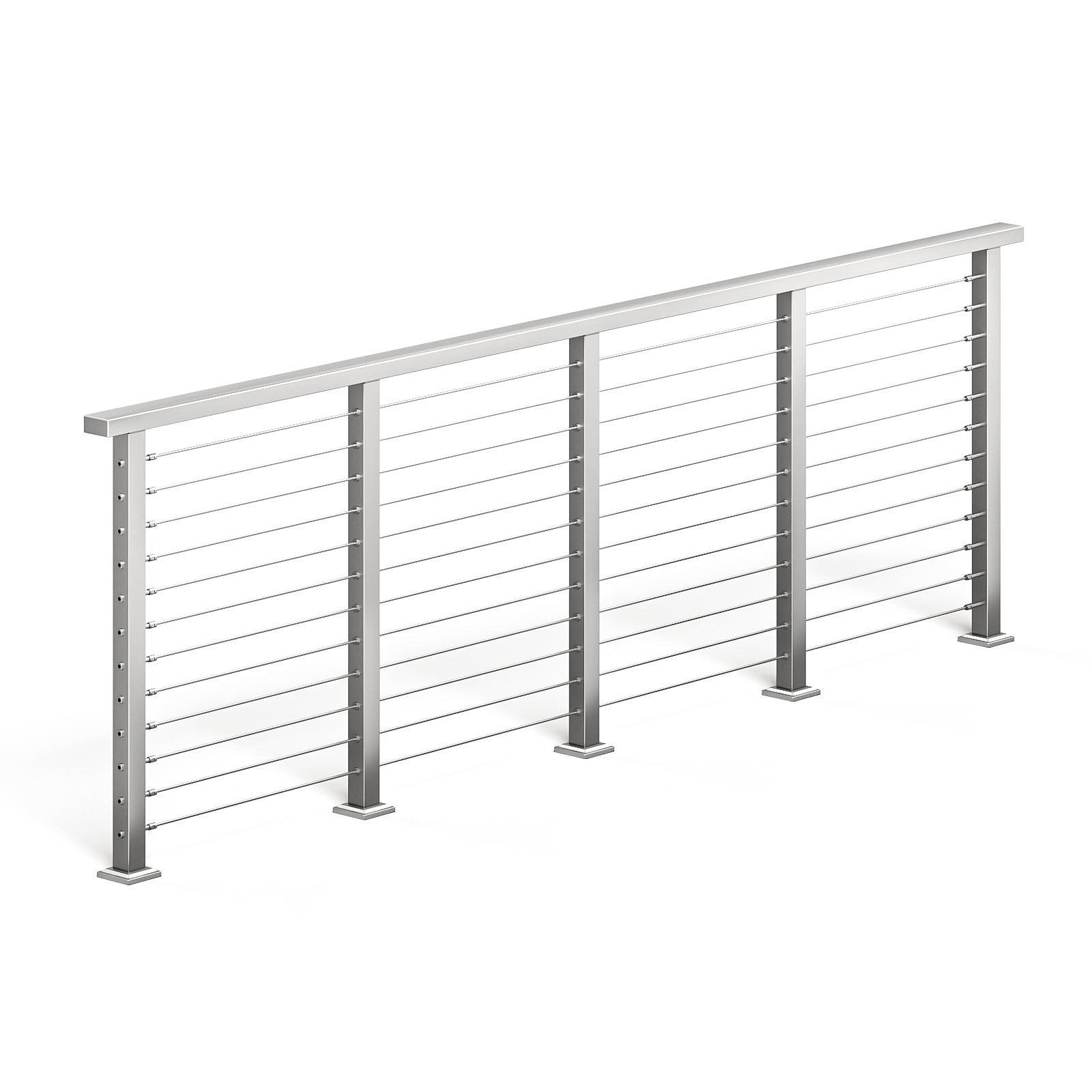 BLIKA 36'' & 42'' Brushed Stainless Steel Surface Mount Cable Railing System DIY Kit (4FT - 28FT, Level Drilled, )