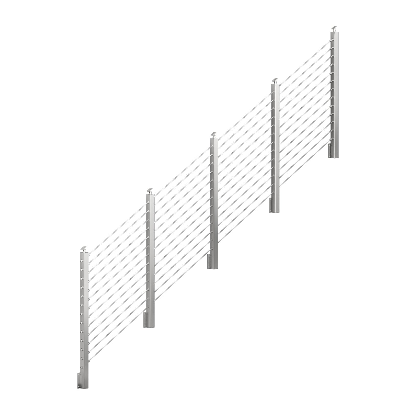 BLIKA 36'' & 42'' Brushed Stainless Steel Side Mount Stair Cable Railing System DIY Kit (4FT - 20FT,  No Handrail)