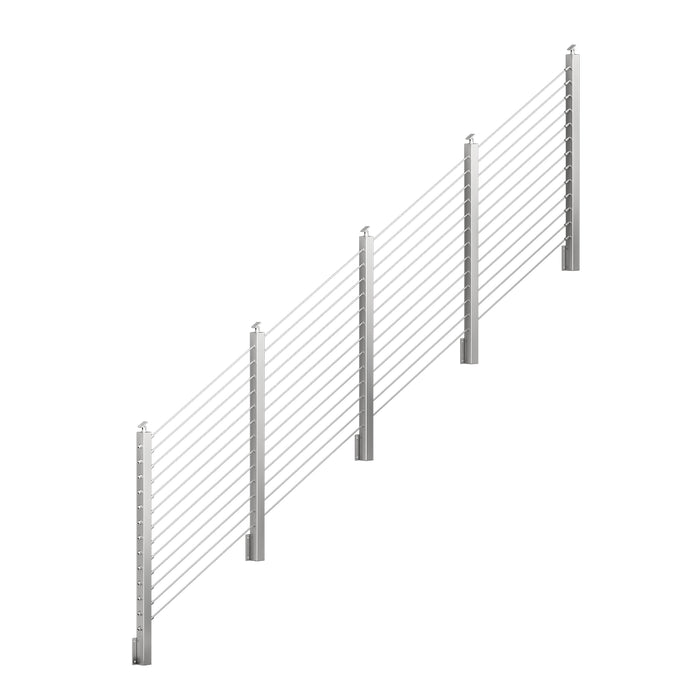 BLIKA 36'' & 42'' Brushed Stainless Steel Side Mount Stair Cable Railing System DIY Kit (4FT - 20FT,  No Handrail)