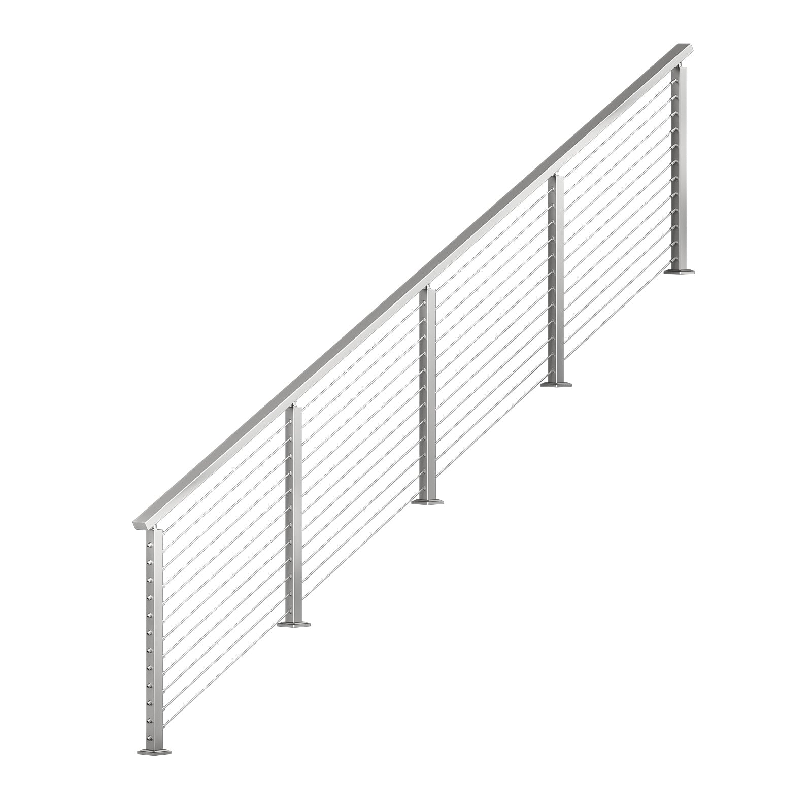 BLIKA 36'' & 42'' Brushed Stainless Steel Surface Mount Stair Cable Railing System DIY Kit (4FT - 20FT, Angled Drilled)