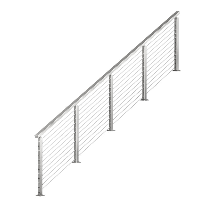 BLIKA 36'' & 42'' Brushed Stainless Steel Surface Mount Stair Cable Railing System DIY Kit (4FT - 20FT, Angled Drilled)