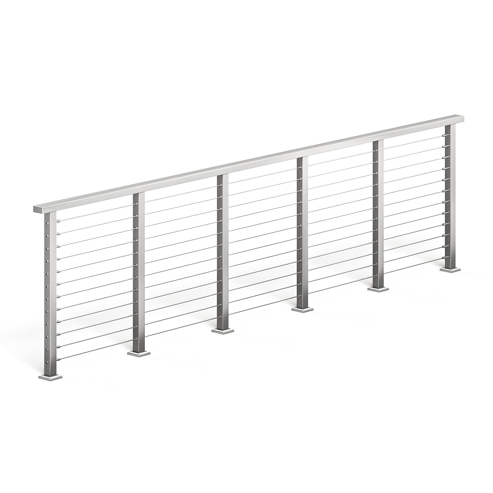 BLIKA 36'' & 42'' Brushed Stainless Steel Surface Mount Cable Railing System DIY Kit (4FT - 28FT, Level Drilled, )