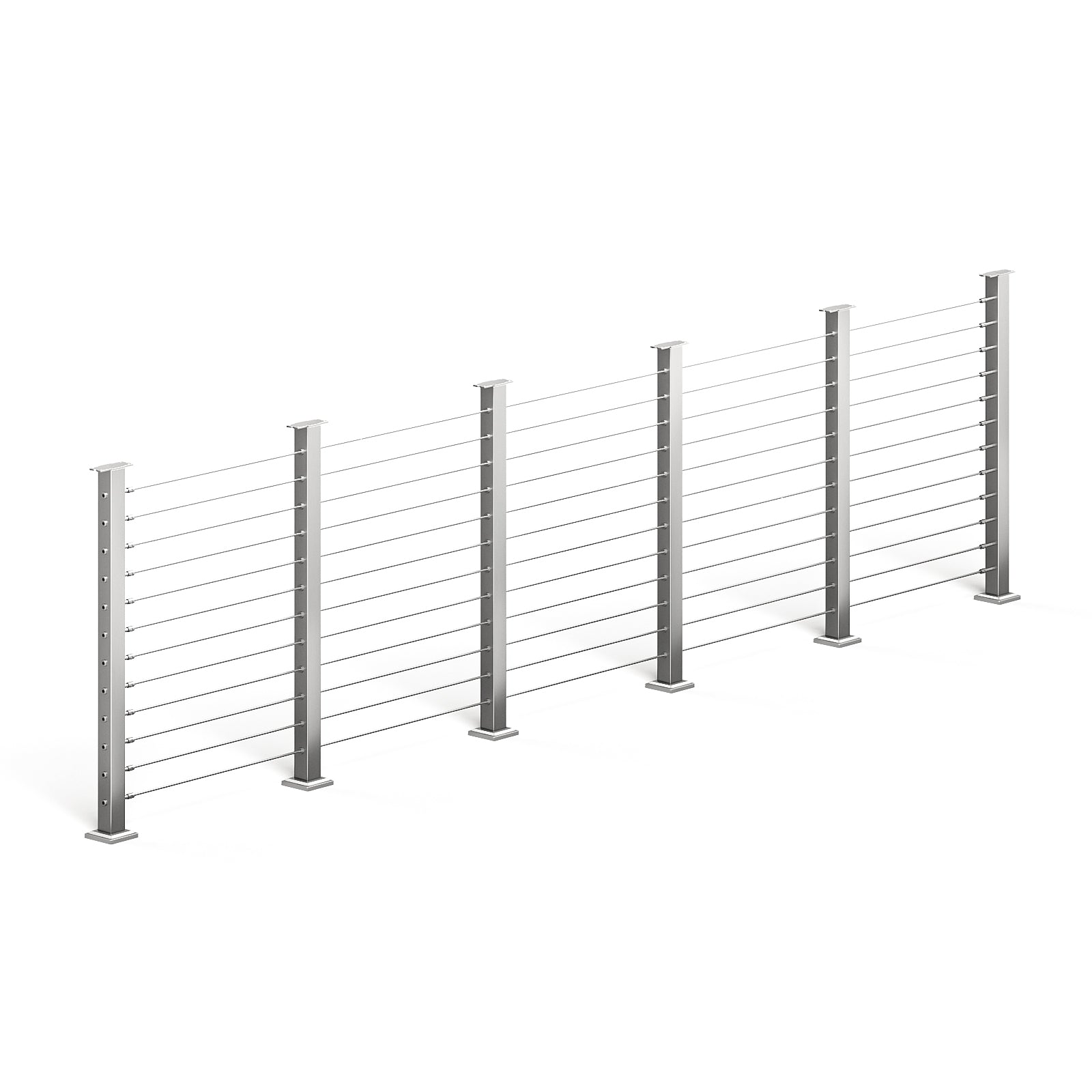 BLIKA 36'' & 42'' Brushed Stainless Steel Surface Mount Cable Railing System DIY Kit (4FT - 20FT, Level Drilled, No Handrail)