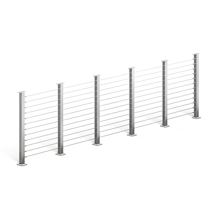 BLIKA 36'' & 42'' Brushed Stainless Steel Surface Mount Cable Railing System DIY Kit (4FT - 20FT, Level Drilled, No Handrail)
