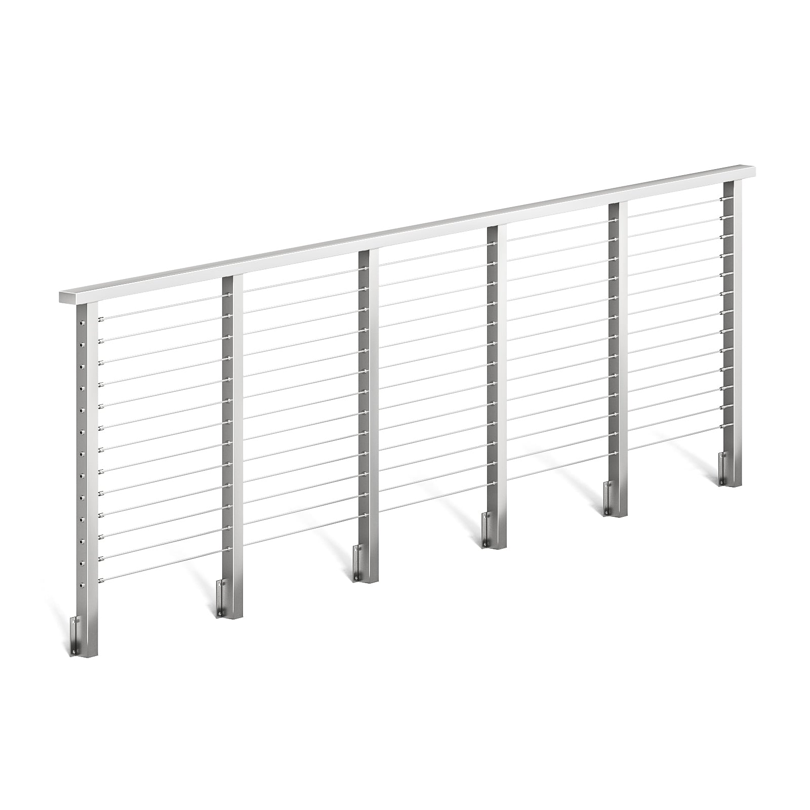 BLIKA 36'' & 42'' Brushed Stainless Steel Side Mount Cable Railing System DIY Kit (4FT - 28FT, Level Drilled)