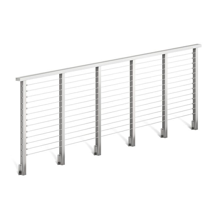 BLIKA 36'' & 42'' Brushed Stainless Steel Side Mount Cable Railing System DIY Kit (4FT - 28FT, Level Drilled)