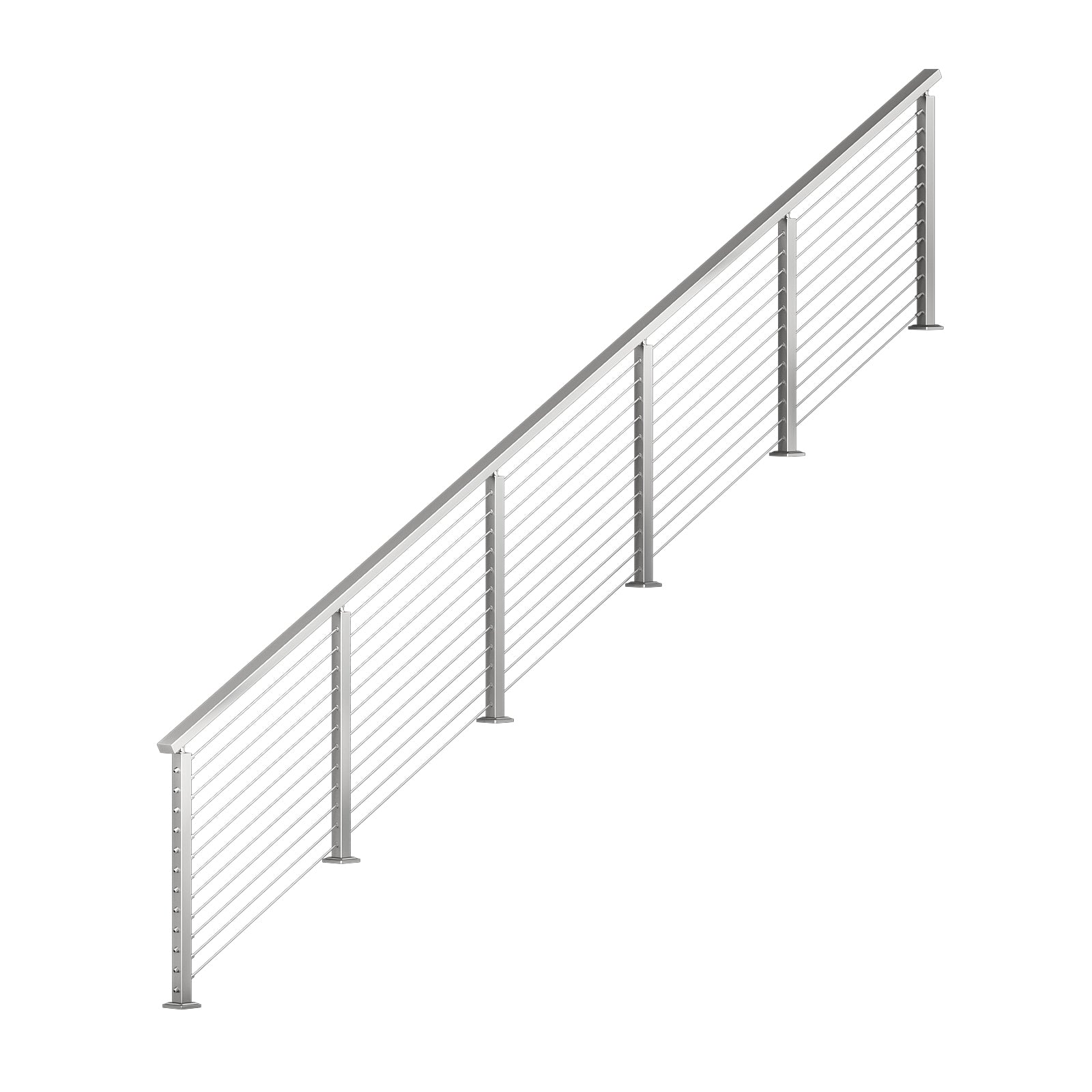 BLIKA 36'' & 42'' Brushed Stainless Steel Surface Mount Stair Cable Railing System DIY Kit (4FT - 20FT, Angled Drilled)