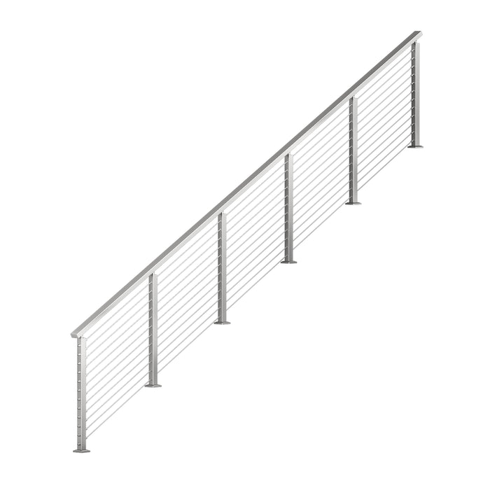 BLIKA 36'' & 42'' Brushed Stainless Steel Surface Mount Stair Cable Railing System DIY Kit (4FT - 20FT, Angled Drilled)