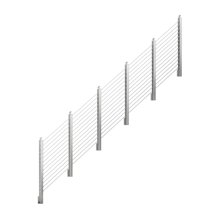 BLIKA 36'' & 42'' Brushed Stainless Steel Side Mount Stair Cable Railing System DIY Kit (4FT - 20FT,  No Handrail)
