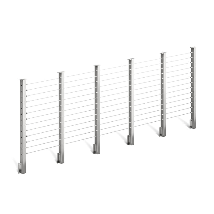 BLIKA 36'' & 42'' Brushed Stainless Steel Side Mount Cable Railing System DIY Kit (4FT - 20FT,  No Handrail)
