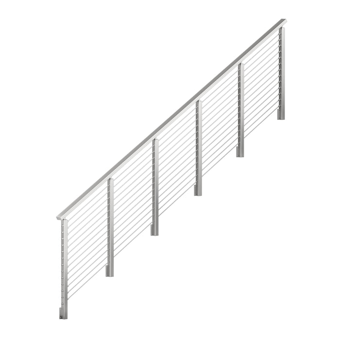 BLIKA 36'' & 42''  Brushed Stainless Steel Side Mount  Stair Cable Railing System DIY Kit (4FT - 20FT, Angled Drilled)