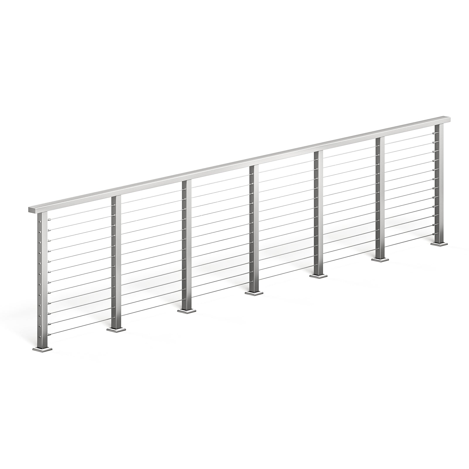 BLIKA 36'' & 42'' Brushed Stainless Steel Surface Mount Cable Railing System DIY Kit (4FT - 28FT, Level Drilled, )