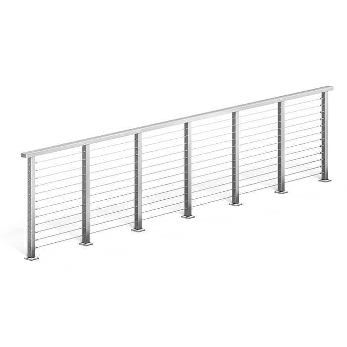 BLIKA 36'' & 42'' Brushed Stainless Steel Surface Mount Cable Railing System DIY Kit (4FT - 28FT, Level Drilled, )