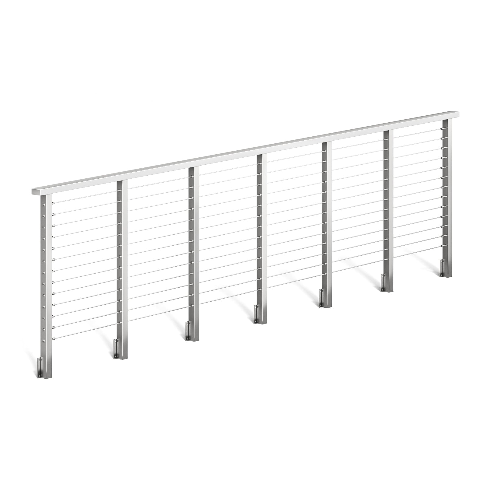 BLIKA 36'' & 42'' Brushed Stainless Steel Side Mount Cable Railing System DIY Kit (4FT - 28FT, Level Drilled)