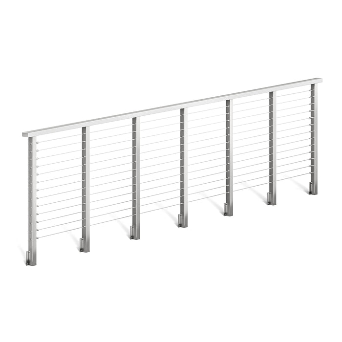 BLIKA 36'' & 42'' Brushed Stainless Steel Side Mount Cable Railing System DIY Kit (4FT - 28FT, Level Drilled)