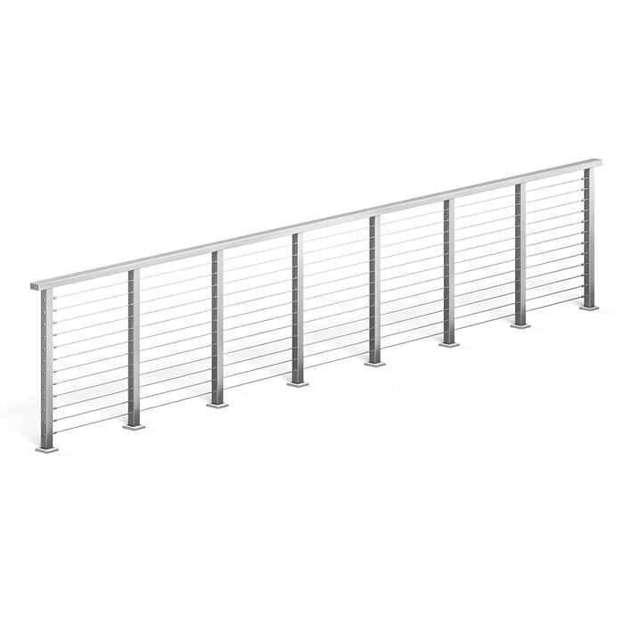BLIKA 36'' & 42'' Brushed Stainless Steel Surface Mount Cable Railing System DIY Kit (4FT - 28FT, Level Drilled, )