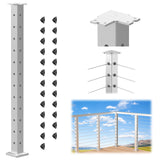 BLIKA 42" Level Drilled Brushed Stainless Steel Cable Railing Corner Post