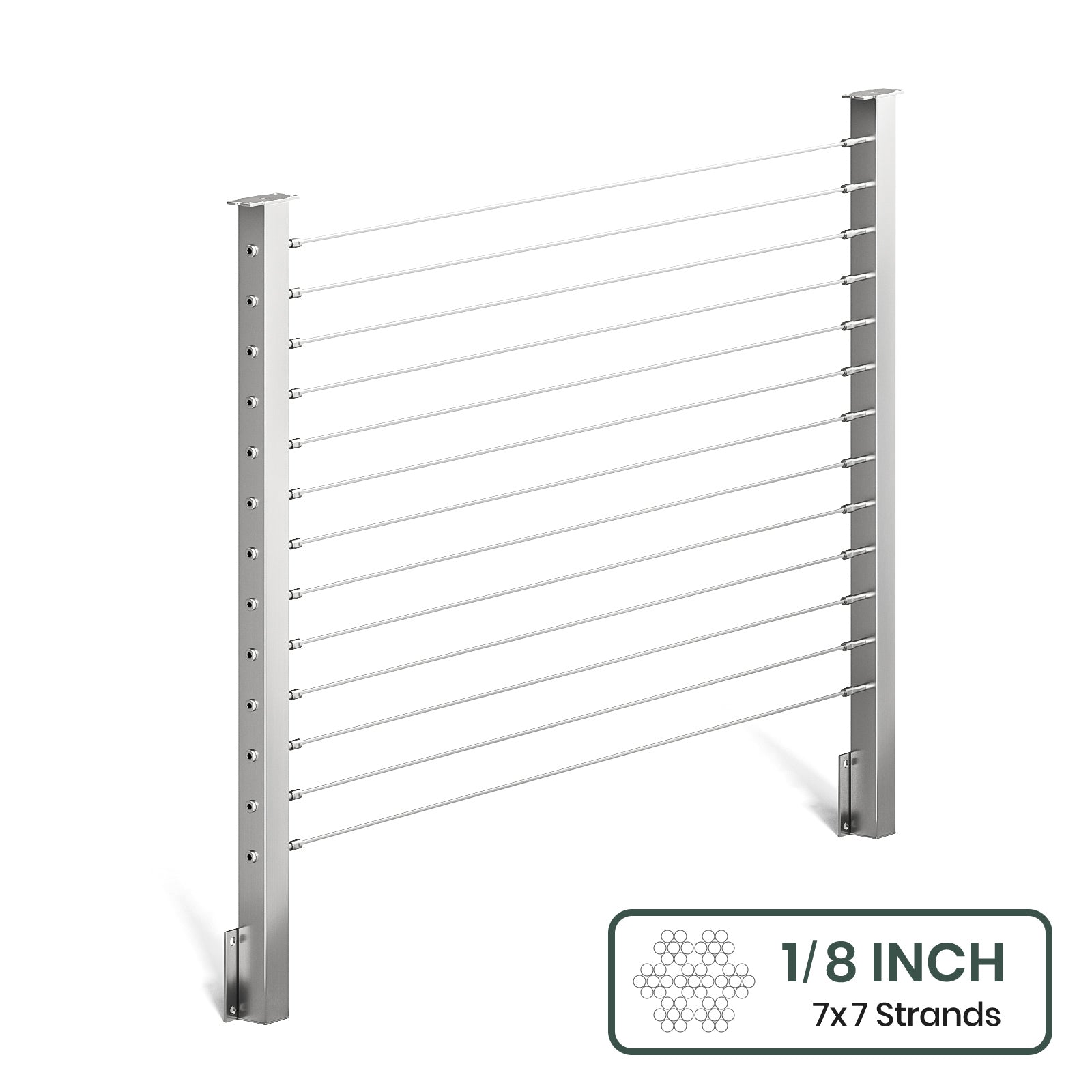 BLIKA 36'' & 42'' Brushed Stainless Steel Side Mount Cable Railing System DIY Kit (4FT - 28FT,  No Handrail) - 1/8