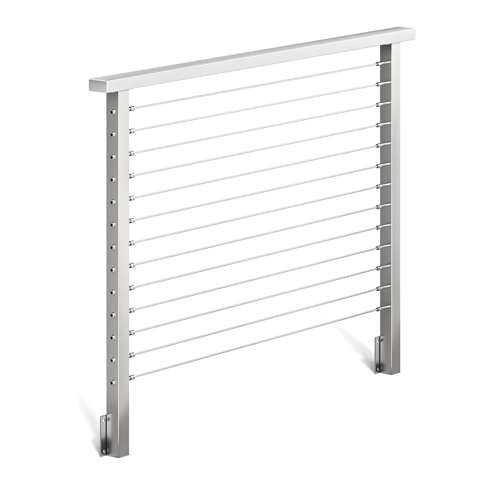 BLIKA 36'' & 42'' Brushed Stainless Steel Side Mount Cable Railing System DIY Kit (4FT - 28FT, Level Drilled)