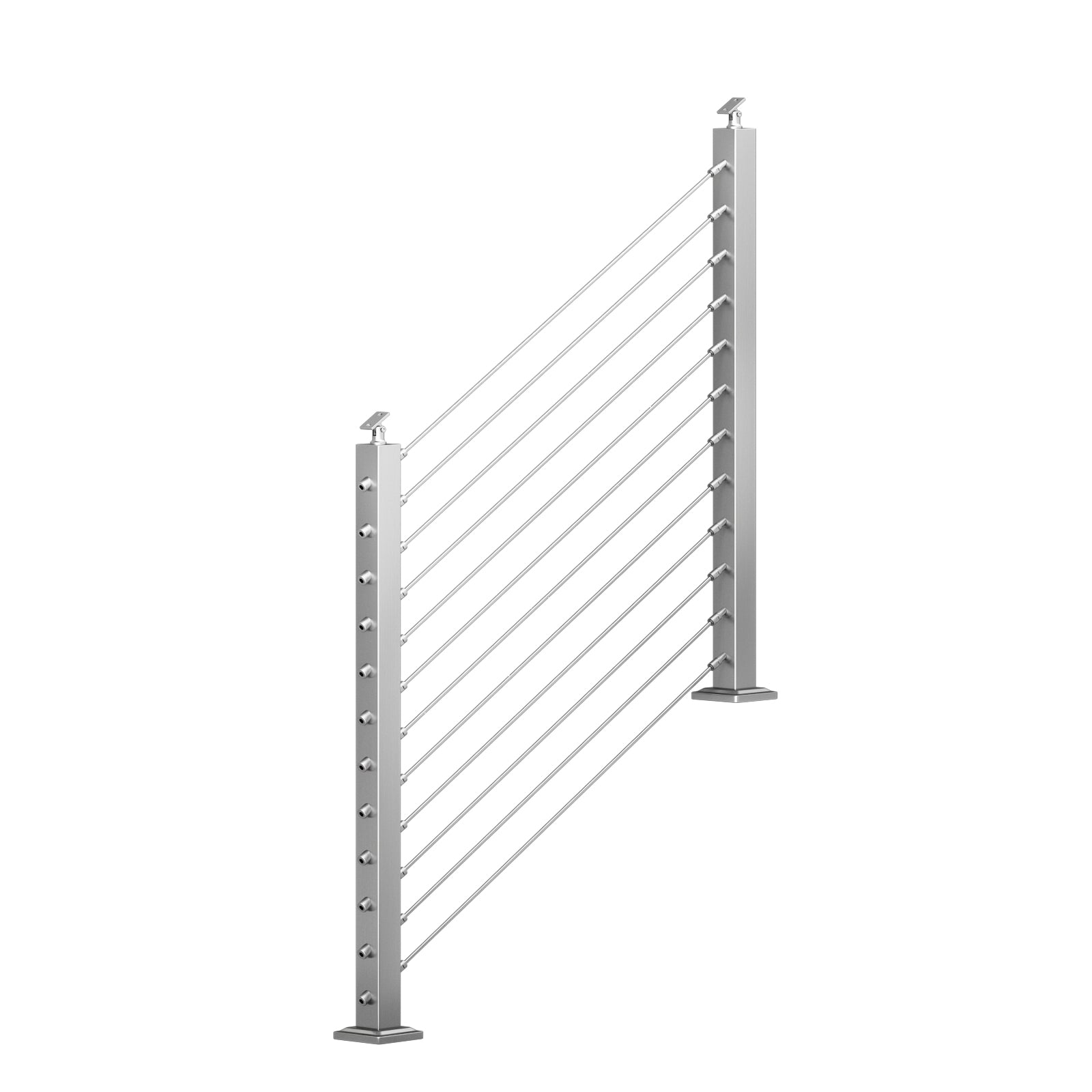 BLIKA 36'' & 42''  Brushed Stainless Steel Surface Mount Stair Cable Railing System DIY Kit (4FT - 20FT, Angled Drilled, No Handrail)